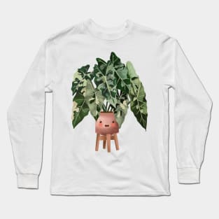 Cute Plant Illustration, Philodendron Burle Marx Variegated Long Sleeve T-Shirt